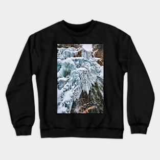 Frozen waterfall in the winter Crewneck Sweatshirt